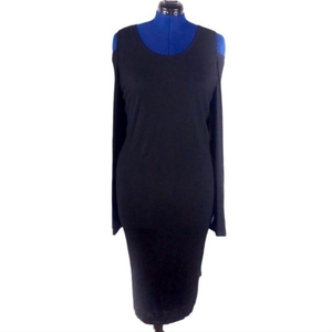 New‎ Rachel Rachel Roy 3X black cold shoulder long sleeve hi-low hem dress